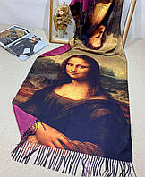 Теплый кашемировый шарф картина Мона Лиза 180*70 см