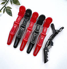 Затискачі для волосся Toni&Guy (крокодили), чорні з червоним (FK608507BlackRed)