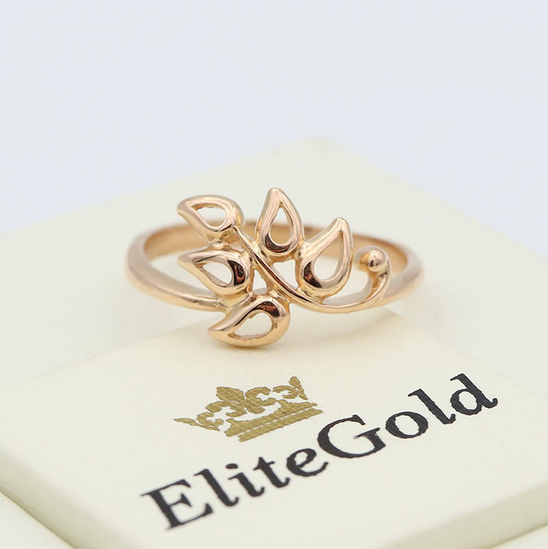 Кільце жіноче без каменів від EliteGold Листочок розмір 17 190720213