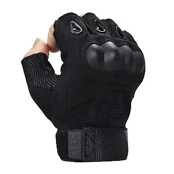 Тактичні рукавички Oakley із відкритими пальцями чорні розмір XL