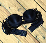 Бюстгальтер жіночий гладкий чорний балконет Розмір 80C 85C, фото 6