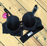 Бюстгальтер жіночий гладкий чорний балконет Розмір 80C 85C, фото 5