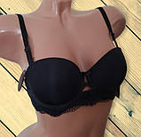 Бюстгальтер жіночий гладкий чорний балконет Розмір 80C 85C, фото 2