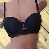 Бюстгальтер жіночий гладкий чорний балконет Розмір 80C 85C, фото 4