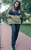 Невероятный женский костюм, Кофта+Штаны ткань "Трехнитка на флисе+Плащевка" 44, 46 размер 44