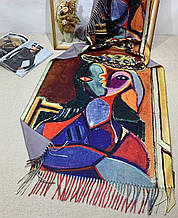 Теплий кашеміровий шарф картина Сидяча жінка Пікассо 180*70 см