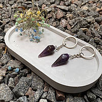 Брелок-оберег Маятник із Аметисту, Натуральний камінь для ключів і сумок, маятник-шестигранник на подарунок