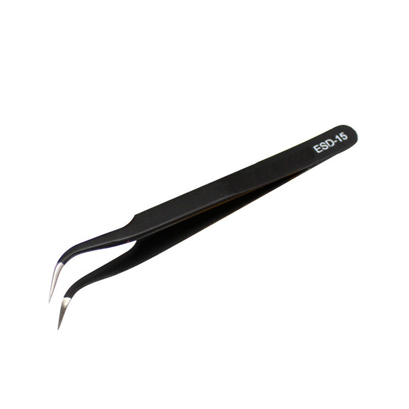 Пінцет з антистатичним покриттям ESD-15, вигнутий гострий 12 см, фото 1