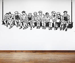 Інтер'єрна наклейка на стіну Ланч на Хмарочосі Oracal Чорний розмір 57x127см 001