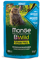 Monge (Монж) Cat Bwild Grain Free Acciughe влажный беззерновой корм для котов 85 г