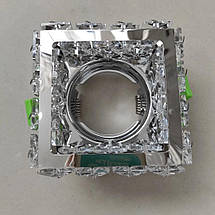 Накладний світильник кришталевий квадратний 10 см хром, фото 4