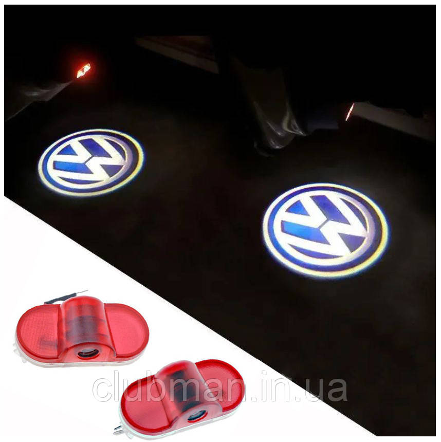 Проектор підсвічування логотипу для дверей VW Volkswagen (Фольксваген)  Синій Логотип Golf 4, Touran, Caddy, Bora, Beetle
