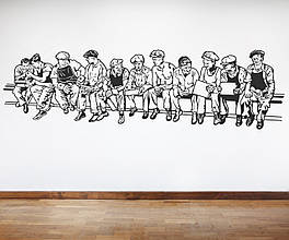 Інтер'єрна наклейка на стіну Ланч на Хмарочосі Oracal Чорний розмір 51x179см 002