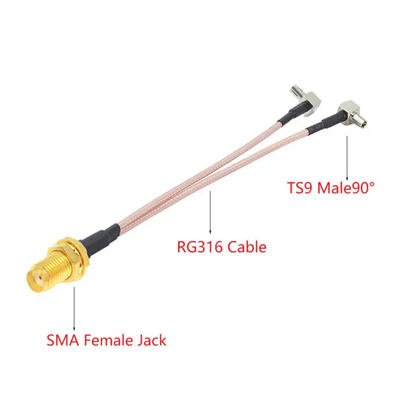 МІМО-сплітер антенний Unitoptek mimo splitter SMA F to 2xTS9 завдовжки 15 см, для під'єднання 4G роутерів