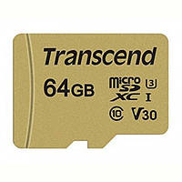 Картка пам'яті MicroSDXC 64 GB UHS-I/U3 Class 10 Transcend 500S + SD-adapter (TS64GUSD500S)