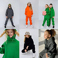 Детский спортивный костюм унисекс из футера 122, 128, 134, 140, 146, 152 (оранж, графит, трава, чёрный) 134