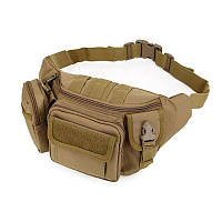 Поясная сумка Песок D06 (28х15х14см) / Тактическая поясная сумка с системой Molle / Армейская бананка