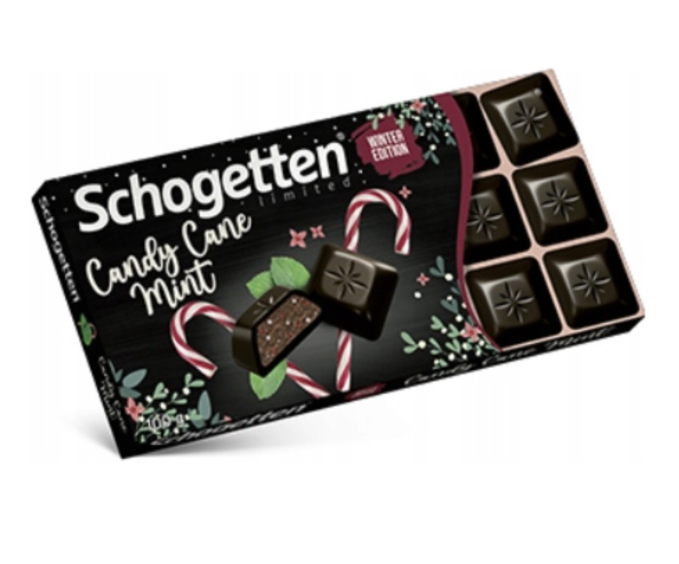 Шоколад Чорний Schogetten Candy Cane Mint Шогеттен М'ята карамельна 100 г Німеччина, фото 1