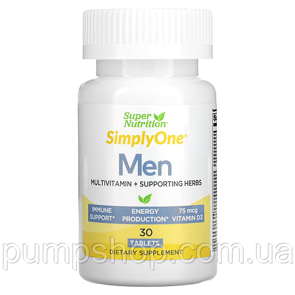 Вітаміни для чоловіків Super Nutrition Simply One Men Triple Power Vitamins 30 таб., фото 1