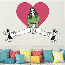 Інтер'єрна наклейка на стіну Дівчина на Роликах Oracal розмір 70x96см