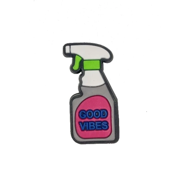 Джибітси прикраси для взуття кроксів сабо JIBBITZ Spray Антисептик "good vibes" № 1028