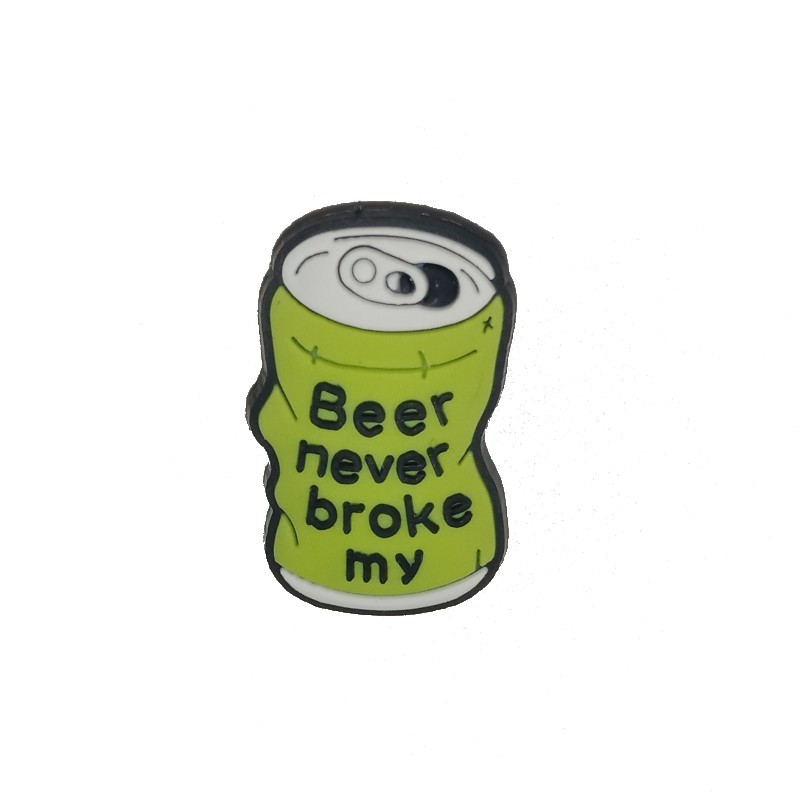 Джибітси прикраси для взуття кроксів сабо JIBBITZ Beer never broke my Пиво ніколи не зламає мене (Пивна банку) № 1052