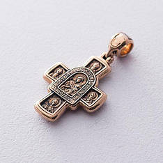 Золотий православний хрест "невагувальник. Іверська ікона Соневої матері та вісім святих"