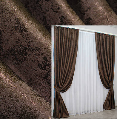 Комплект штор (2шт. 1,5х2,9м.) жакард, колекція "Мармур Al1". Колір коричневий. Код 436ш 33-0213
