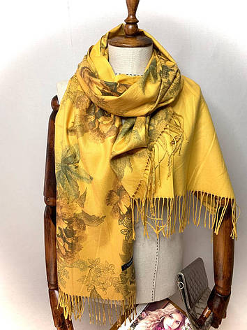 Кашеміровий шарф палантин Глорія 180*70 см жовтий, фото 1