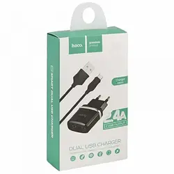 Мережевий зарядний пристрій для телефона Hoco C12 Black (Charger + Cable Micro 2.4A 2USB (00000031009_4) )