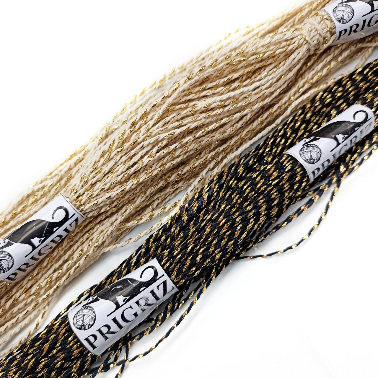 Декоративний шпагат для плетіння декораж - золотий міксовий бавовняний шнурок  ( 50 м.п.)