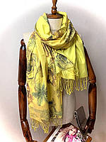 Кашемировый шарф палантин Глория 180*70 см светлый желтый