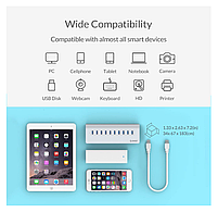 USB-хаб Orico M3H10 USB 3.0 10 портів із блоком живлення hub концентратор алюмінієвий, фото 7