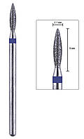 Фреза алмазная для маникюра "пламя" 2.1/9мм синяя насечка