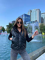 Женская стильная жилетка ЗАРА эко кожа силикон 200 цвет- чёрный Размер: 42, 44, 46