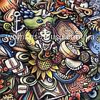 Тканина велюр Плюш (спорт) принт друкований Патріотичний козак, фото 3