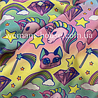 Тканина велюр Плюш (спорт) принт дитячий Єдинороги, фото 2