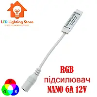 RGB підсилювач NANO 6A, 12V, для світлодіодної RGB стрічки, 3 канали по 2А