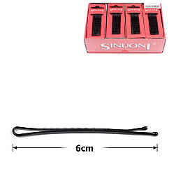 Невидимки Sinuoni чорні ребристі 6 см 10 шт./набір