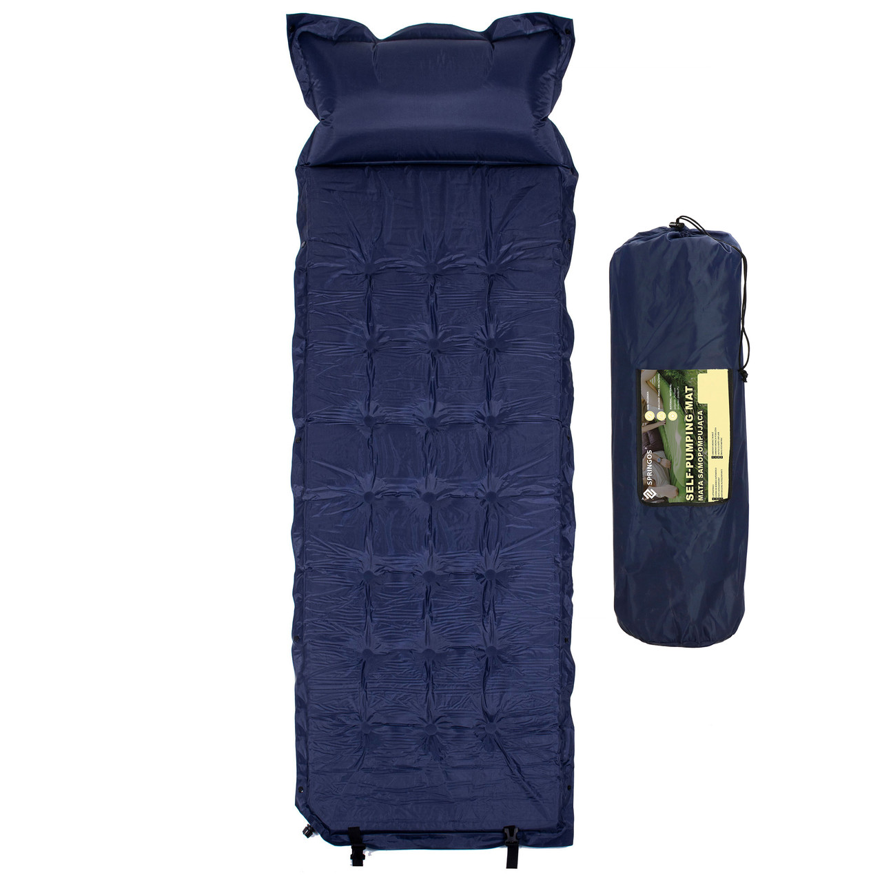 Килимок самонадувний з подушкою 193 x 68 x 3.5 см Springos PM034 туристичний каремат + чохол