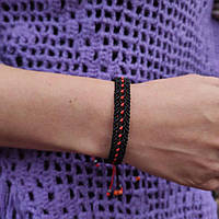 Жіночий браслет ручного плетіння макраме "Борута" (чорно-помаранчевий)