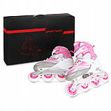 Ковзани роликові 4 в 1 SportVida SV-LG0010 Size 31-34 White/Pink ролики ковзани розсувні для дітей, фото 5