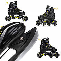 Роликові ковзани 4 в 1 SportVida SV-LG0068 Size 35-38 Black/Yellow ролики ковзани розсувні для дітей