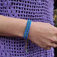 Жіночий браслет ручного плетіння макраме "Борута" (блакитно-жовтий)