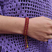 Жіночий браслет ручного плетіння макраме "Борута" (бордово-жовтий)