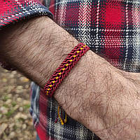 Чоловічий браслет ручного плетіння макраме "Борута" (бордово-жовтий)