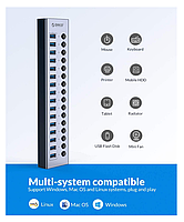 USB-хаб Orico BT2U3-16AB USB 3.0 16 портів алюмінієвий з блоком живлення hub концентратор, фото 10