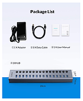 USB-хаб Orico BT2U3-16AB USB 3.0 16 портів алюмінієвий з блоком живлення hub концентратор, фото 11