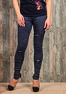 Жіночі джинси стрейч з розрізами демісезонні Ластівка 611 молодіжні з кишенями L 40-46 ЛЗ-21206, фото 5