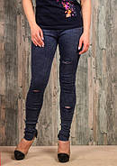 Жіночі джинси стрейч із розрізами демісезонні Ластівка 611 молодіжні з кишенями M 38-44 ЛЗ-21205, фото 6